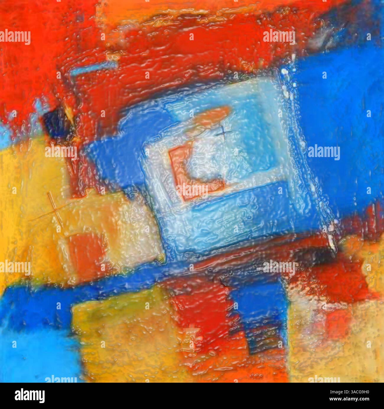 Moderne Abstrakte Kunst - Hintergrund Illustration Von Original Zeitgenössische Malerei Quadrate Bunte Komposition Stockfoto
