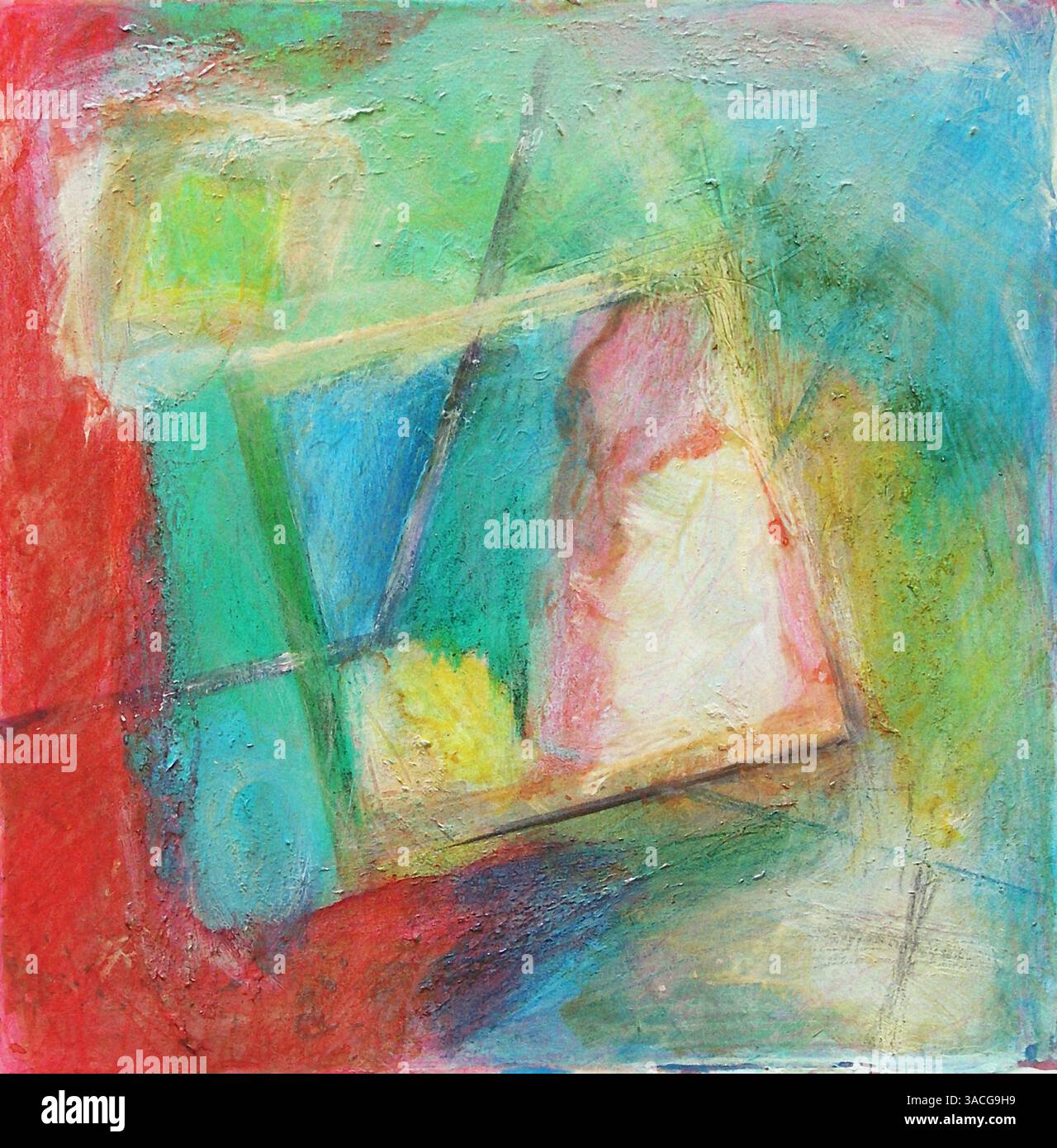 Moderne abstrakte Kunst, Illustration von Original zeitgenössischer Malerei - Landscape Top View Stockfoto