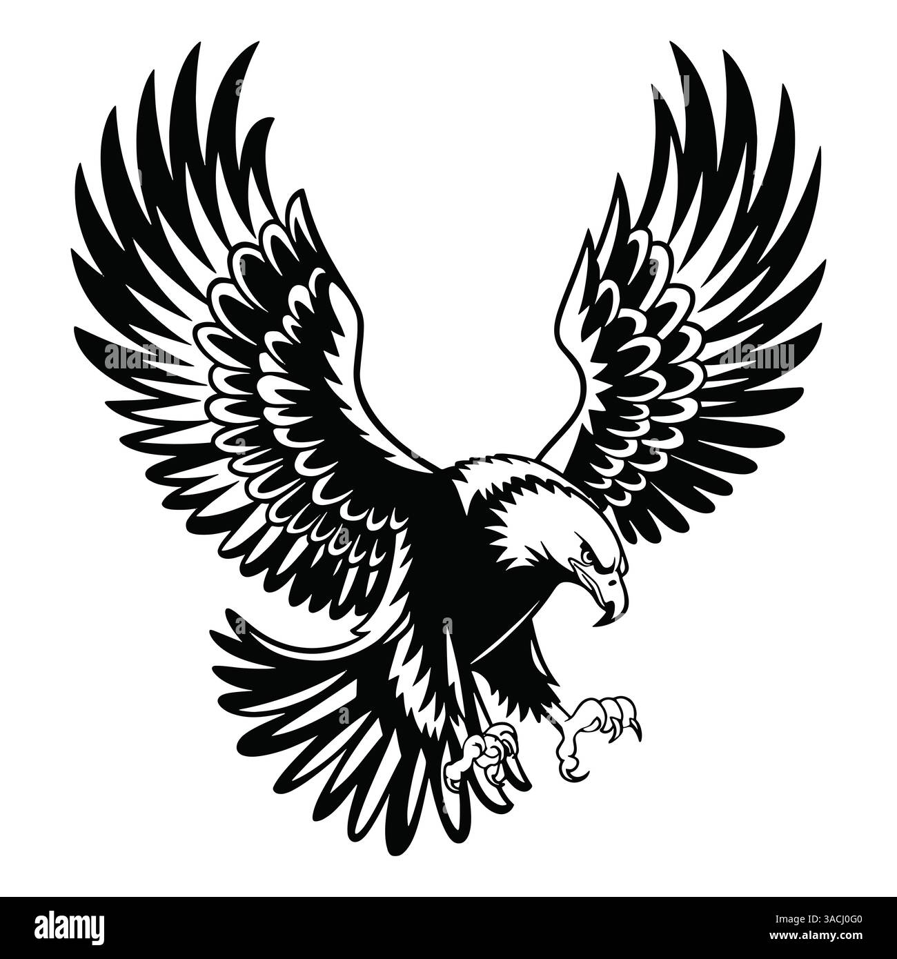 Eagle Silhouette Vektor Illustration mit einem auffälligen und majestätischen Design. Isoliert auf weißem Hintergrund. Perfekt für Logos, Symbole und Grafikprojekte. Stock Vektor