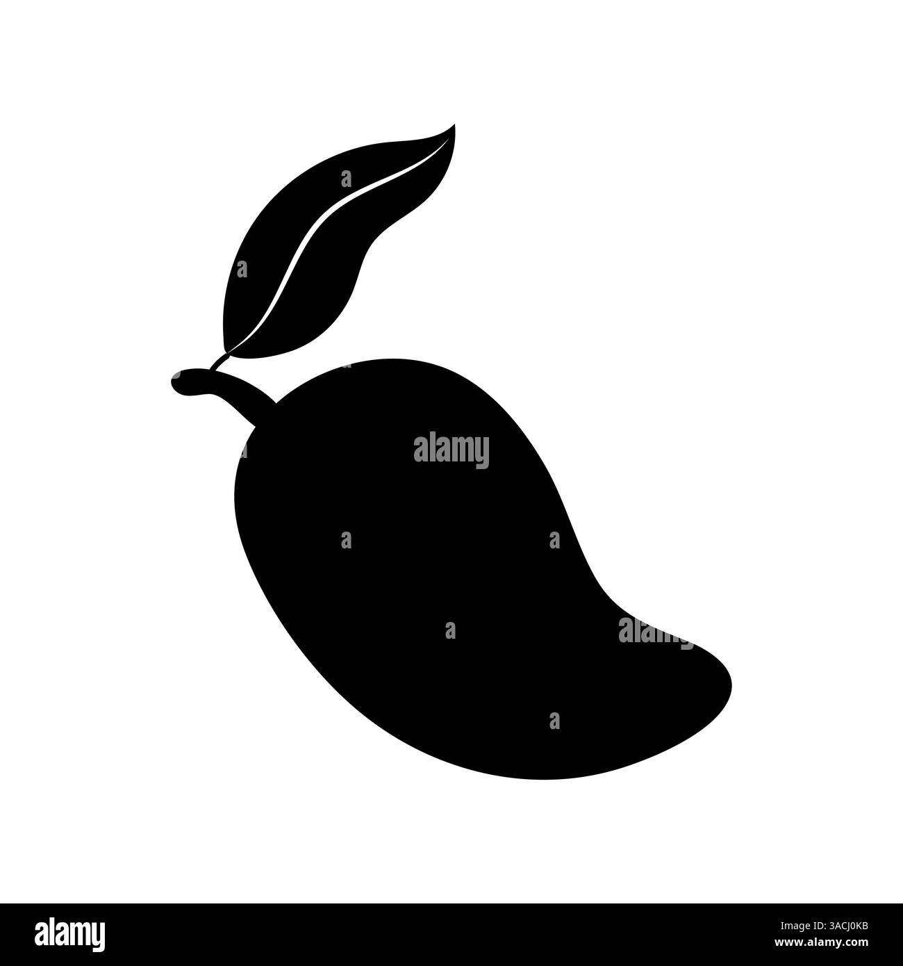 Einzigartige Silhouette einer Mango auf weißem Hintergrund, die ihre charakteristische Form und ihr Blatt zeigt Stock Vektor