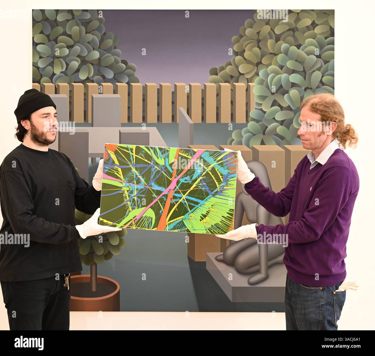 Höhepunkte in den Phillips London Galleries am Berkeley Square vor der Auktion New Now , Modern & Comtemporary Art am 10. April 2025 ... Stockfoto