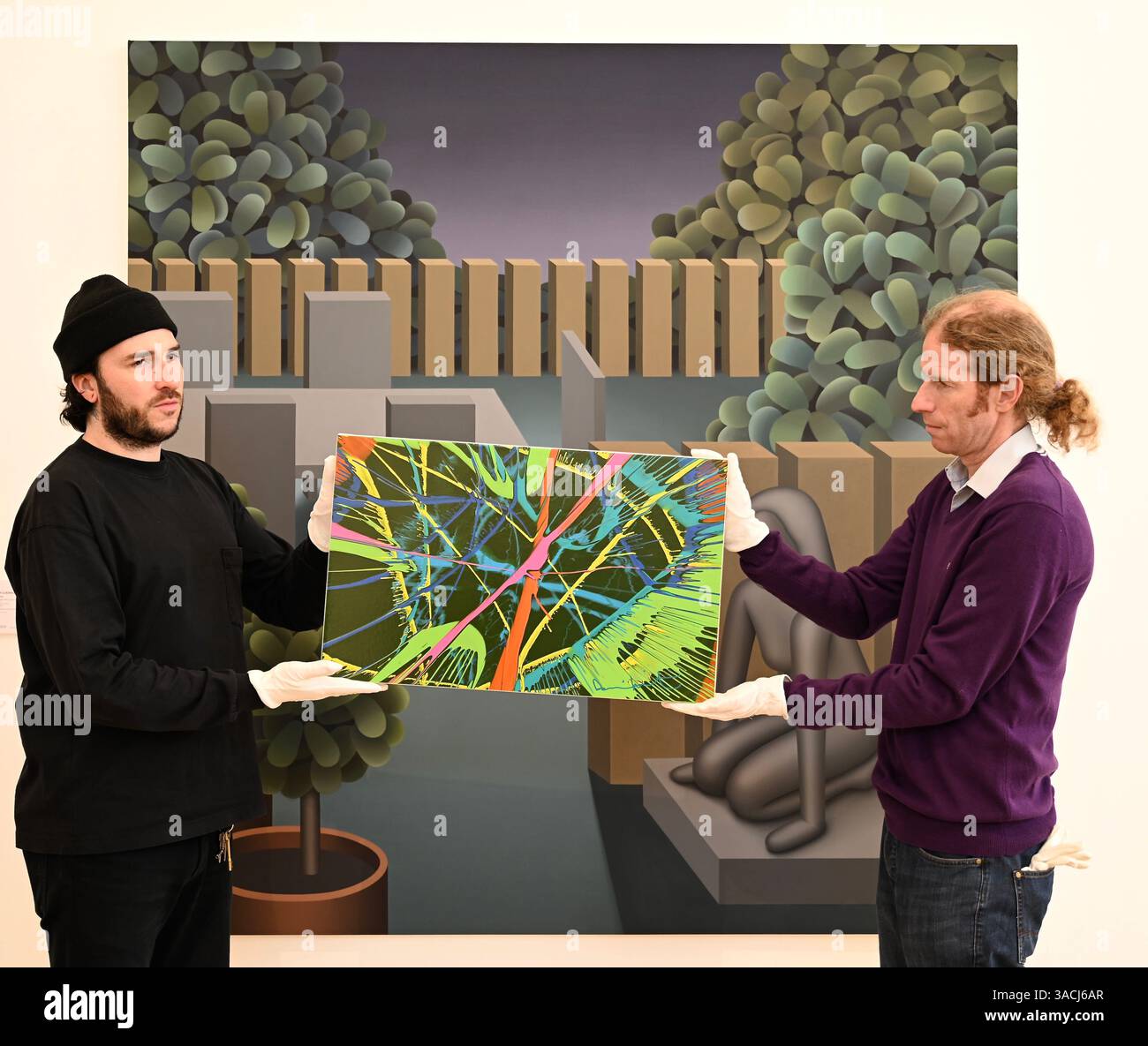 Höhepunkte in den Phillips London Galleries am Berkeley Square vor der Auktion New Now , Modern & Comtemporary Art am 10. April 2025 ... Stockfoto