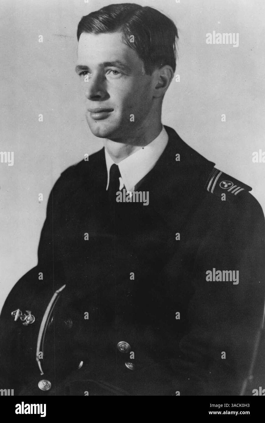 Ronne--Fähnrich C. H. Swadel, U.S.M.S Ingenieursoffizier. Juli 1947. Stockfoto