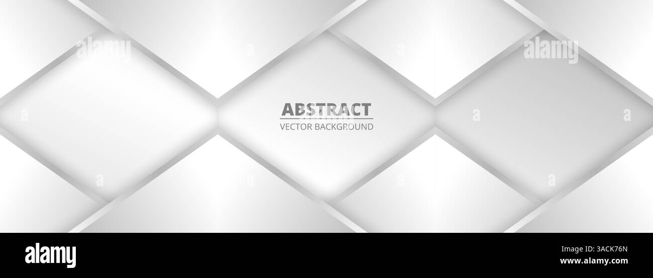 Breiter geometrischer abstrakter 3D-Hintergrund mit silbernen Dreiecksformen und Schatten. Vektorabbildung Stock Vektor