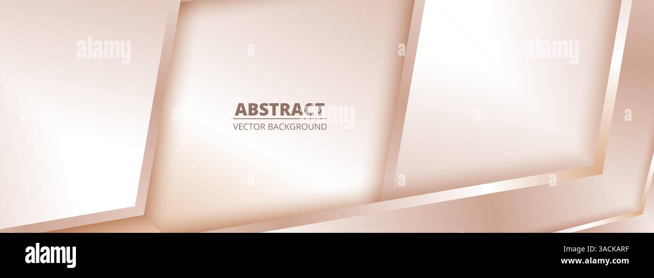 Abstrakter Hintergrund mit roségoldfarbenem Farbverlauf und geometrischen Formen. Abbildung des breiten 3D-Vektors Stock Vektor