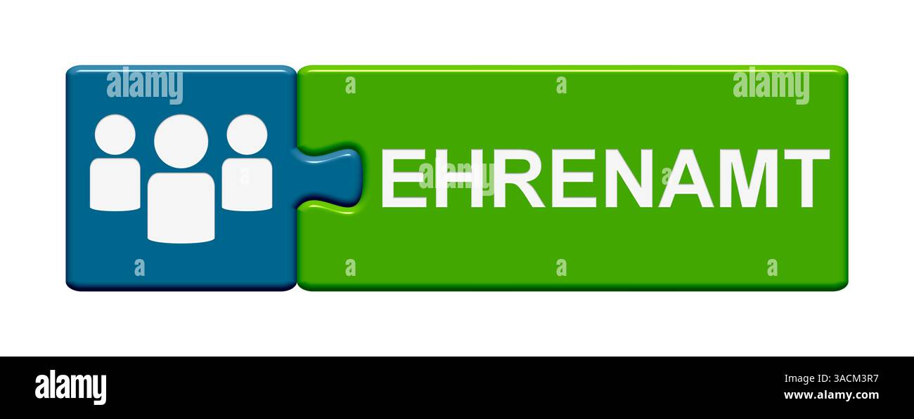 Puzzletaste aus zwei Teilen zeigt Freiwilligentätigkeit Stockfoto