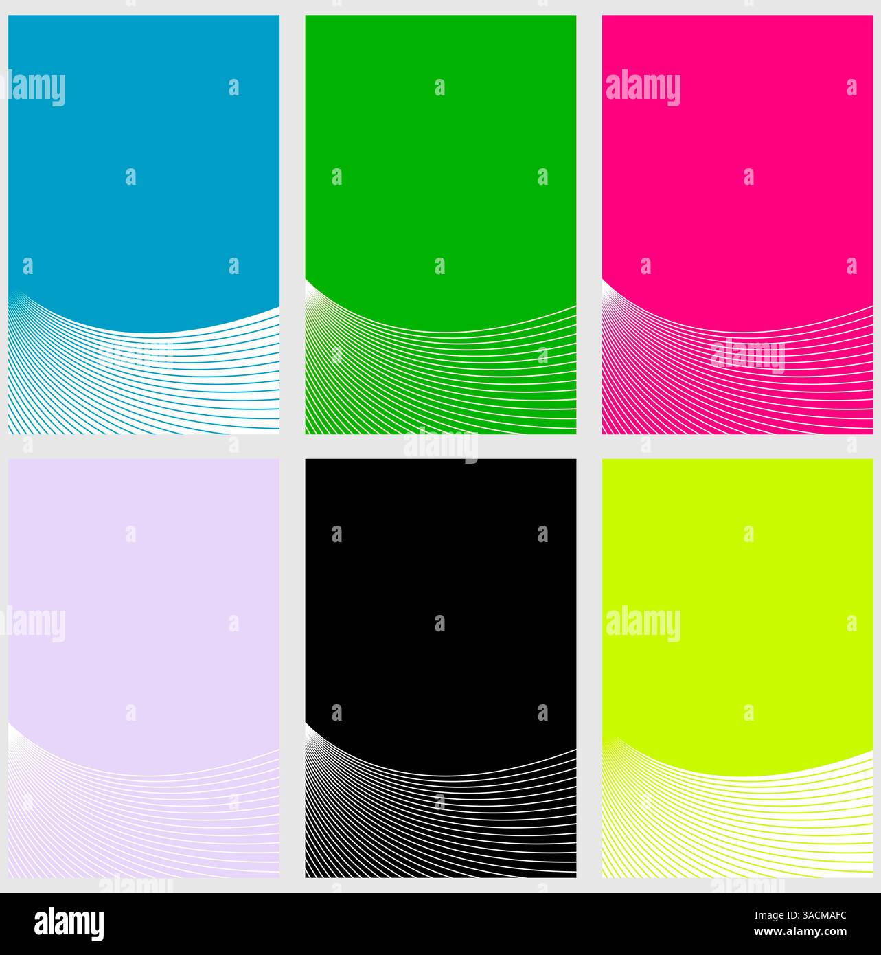 Visitenkarten in sechs verschiedenen Farben mit weißem Hintergrund Stockfoto