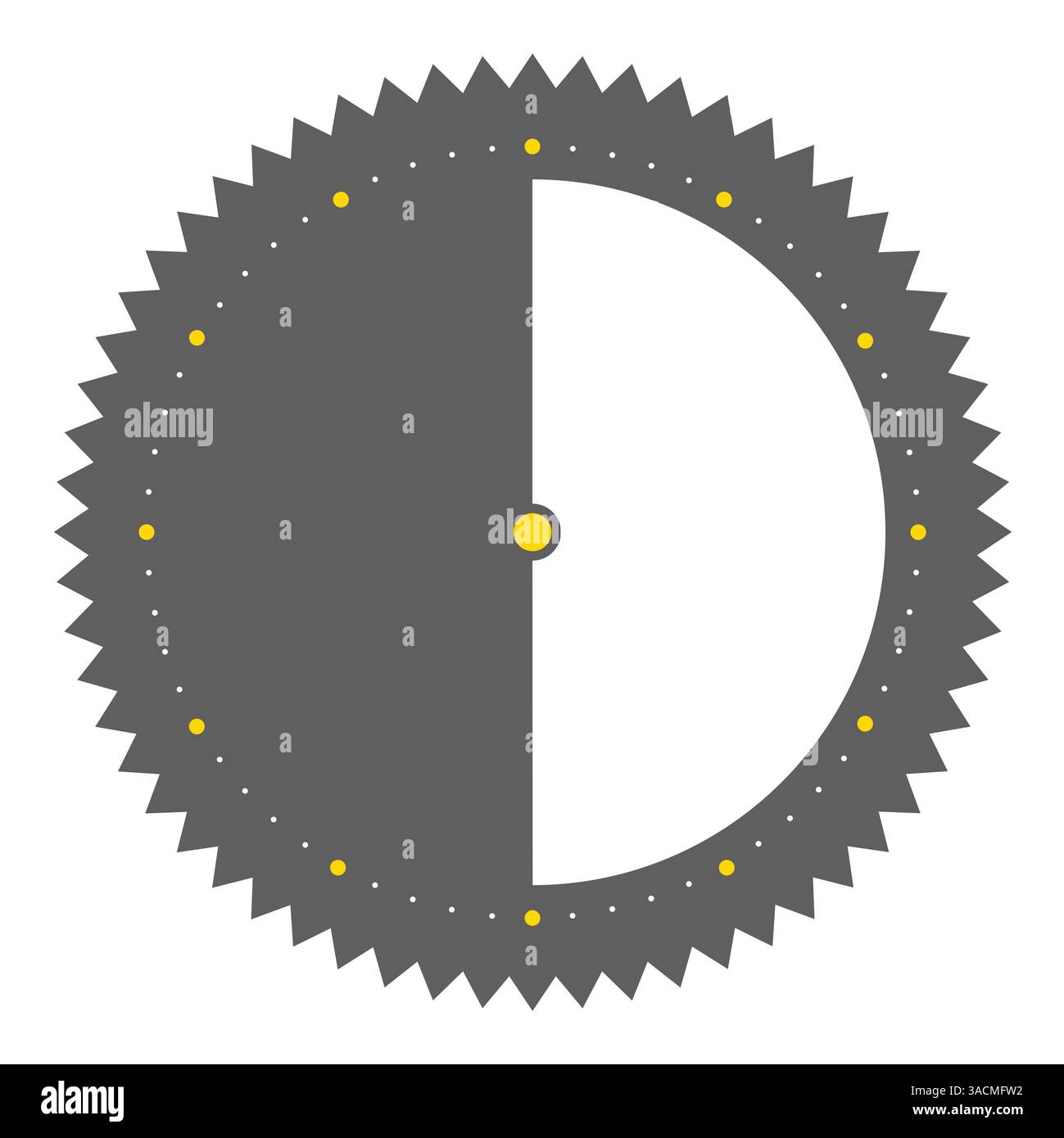 Isolierte runde graue Taste mit Zinken zeigt die Uhr mit 30 Sekunden 30 Minuten oder 6 Stunden an Stockfoto