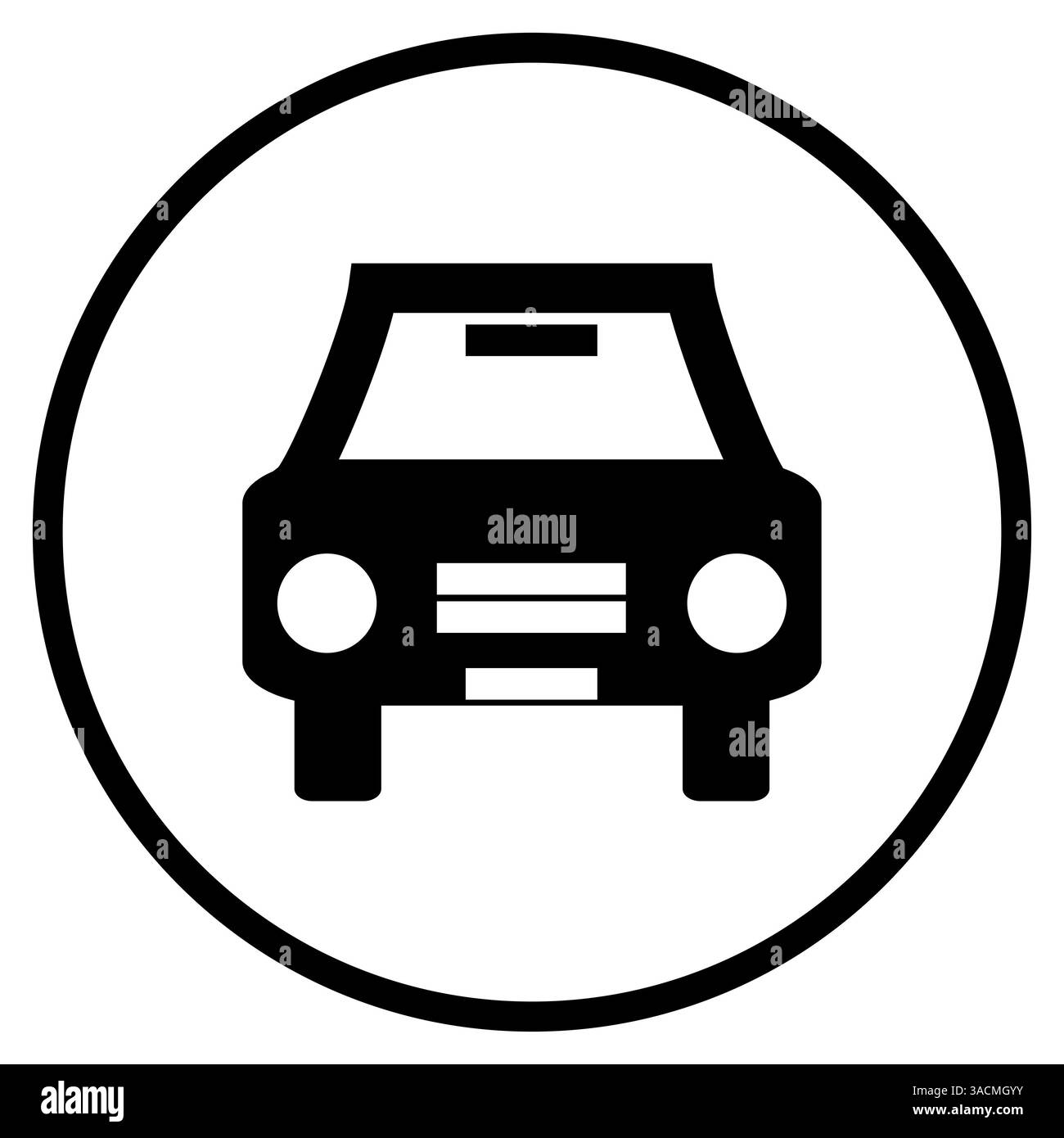 Autosymbol – flaches Symbol in einem Kreis für Verkehr, Wegbeschreibungen, Gebrauchtwagen oder Mietwagenfirmen Stockfoto