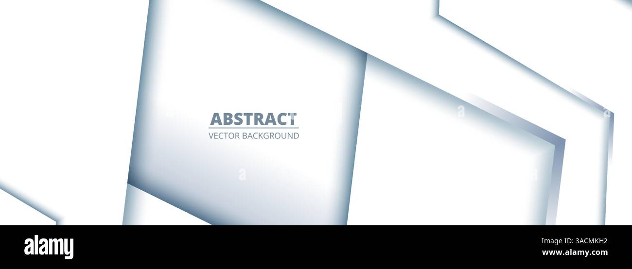 Abstrakter weißer geometrischer Geschäftshintergrund. Vektorgrafik des breiten 3D-Banners. Stock Vektor