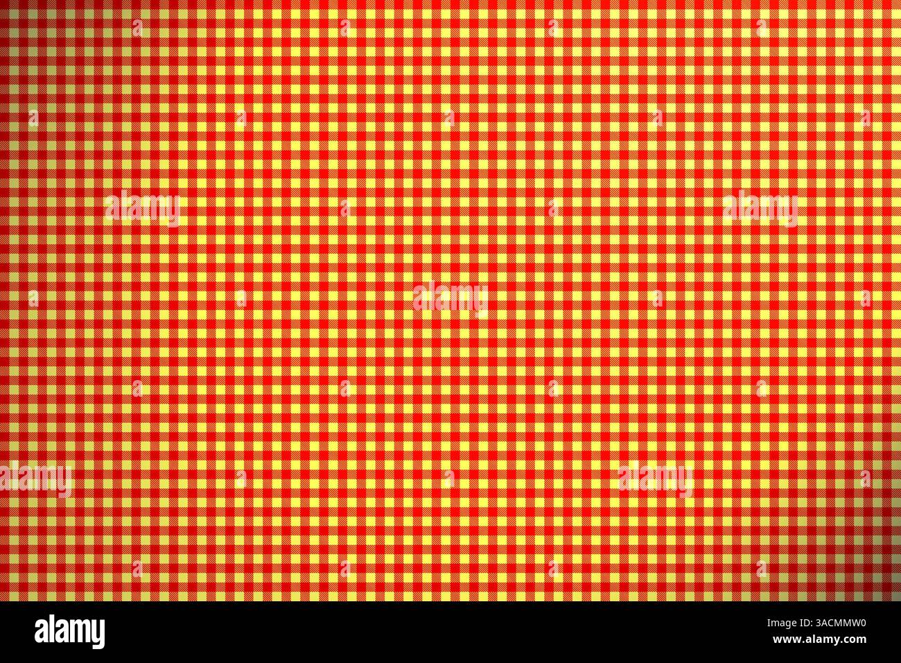 Tischdecken-Muster in Rot und Gelb als Hintergrund Stockfoto