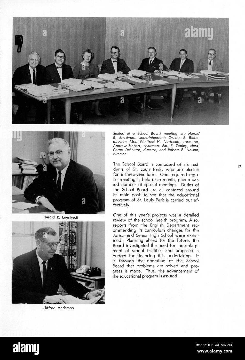 Das Jahrbuch „Echowan“ 1964 der St. Louis Park High School dokumentiert die Höhepunkte des Schülerlebens, der Leichtathletik, der Clubs und der Veranstaltungen im Schuljahr 1963-1964. Stockfoto