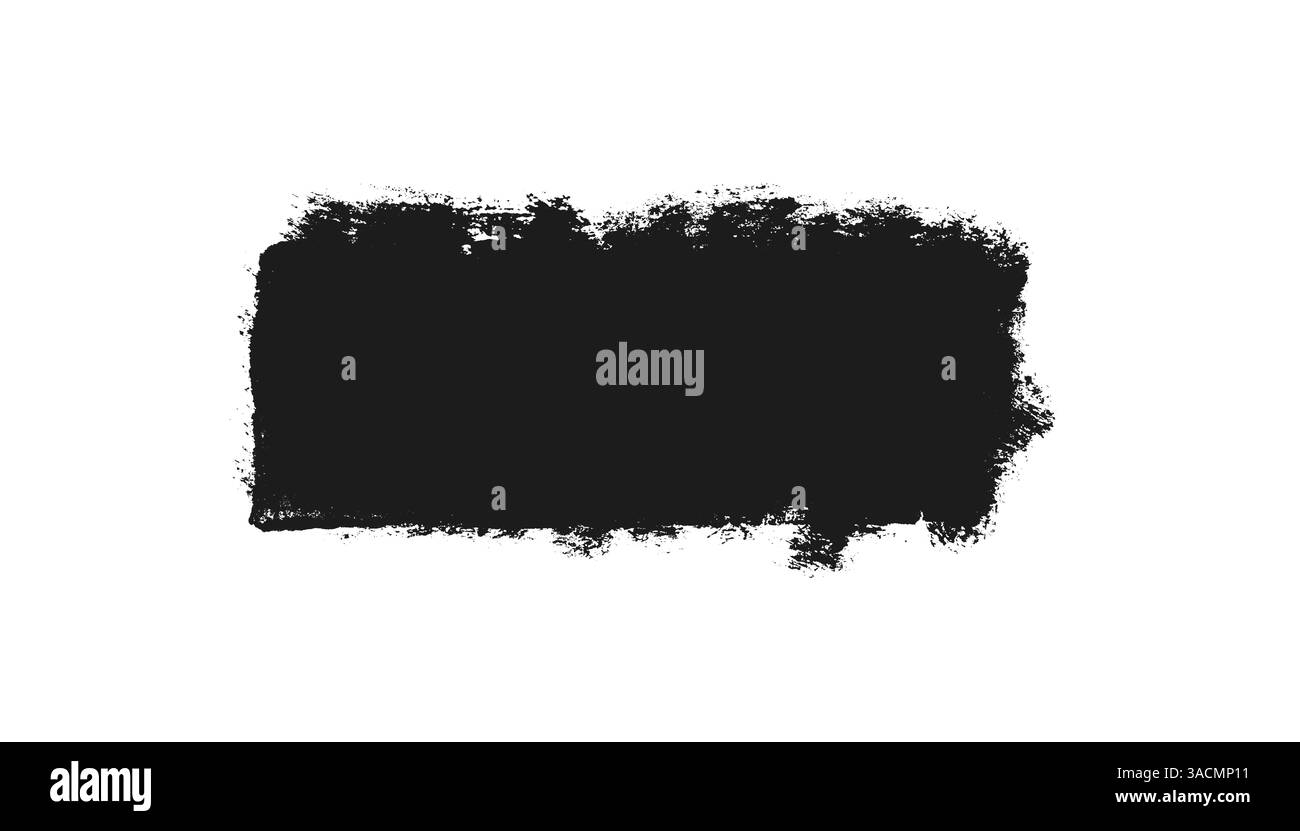 Isolierte handgemalte schwarze Grunge-Textur als Streifen- oder Hintergrundmarkierung mit Textraum Stockfoto