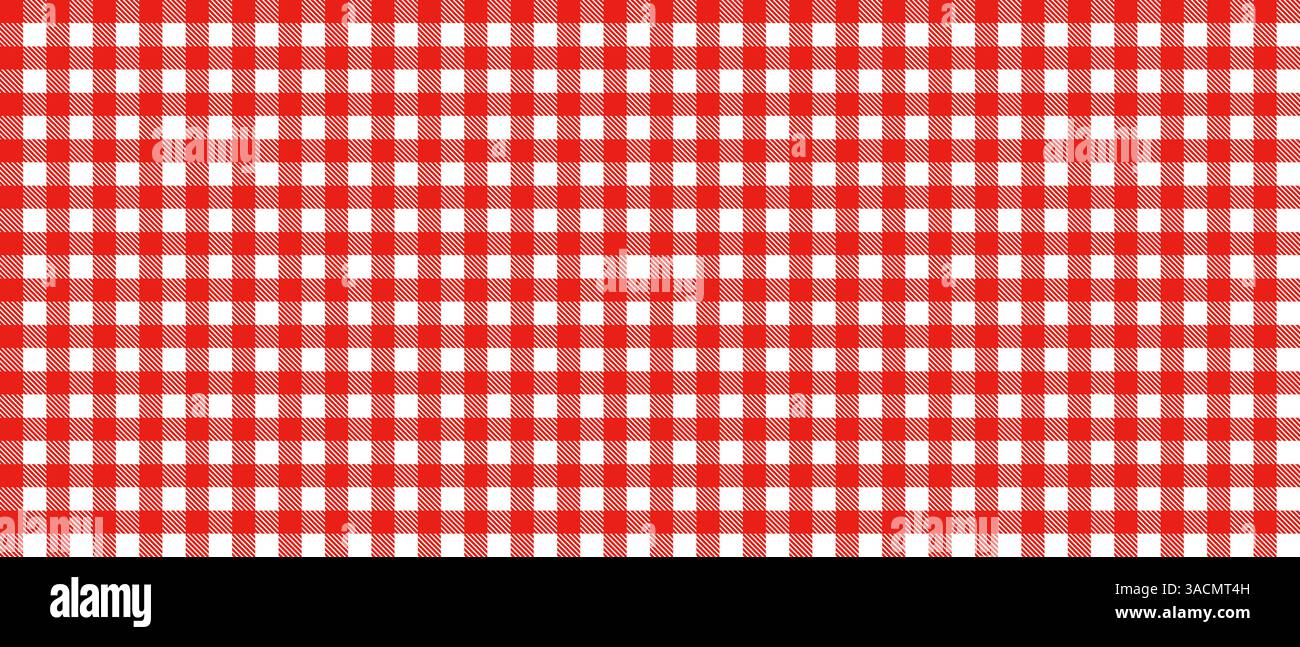 Rot-weiß karierter Hintergrund einer karierten Tischdecke Stockfoto