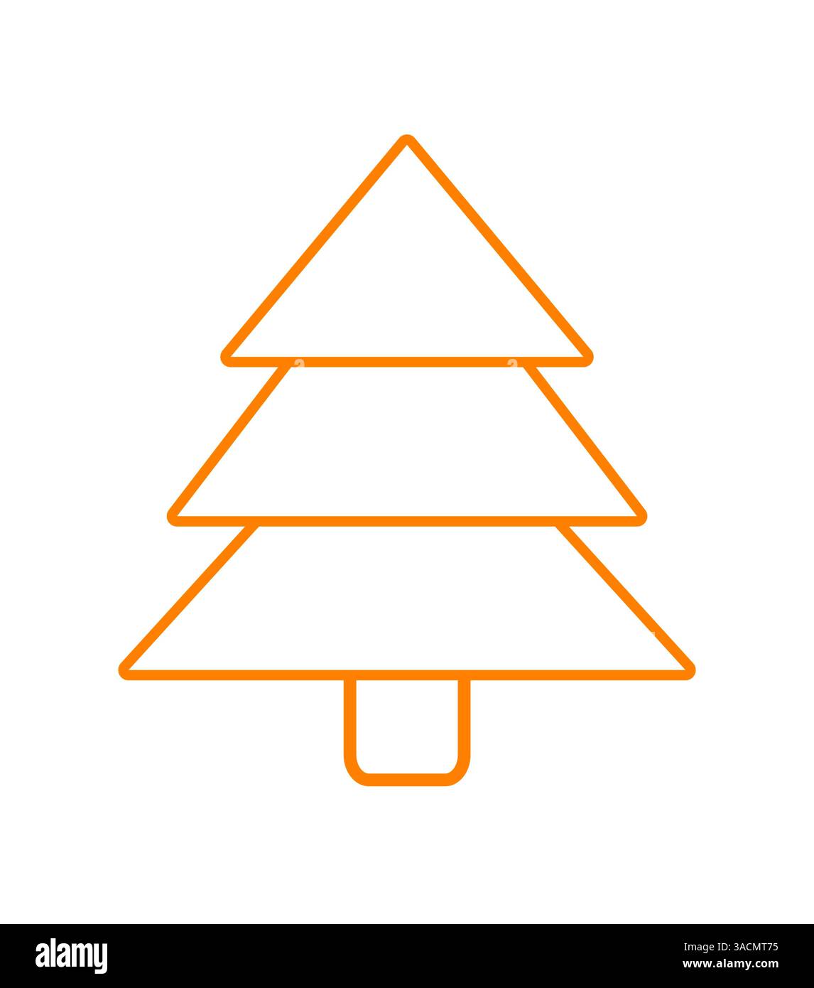 Minimalistischer, isolierter Weihnachtsbaum in Orange Stockfoto