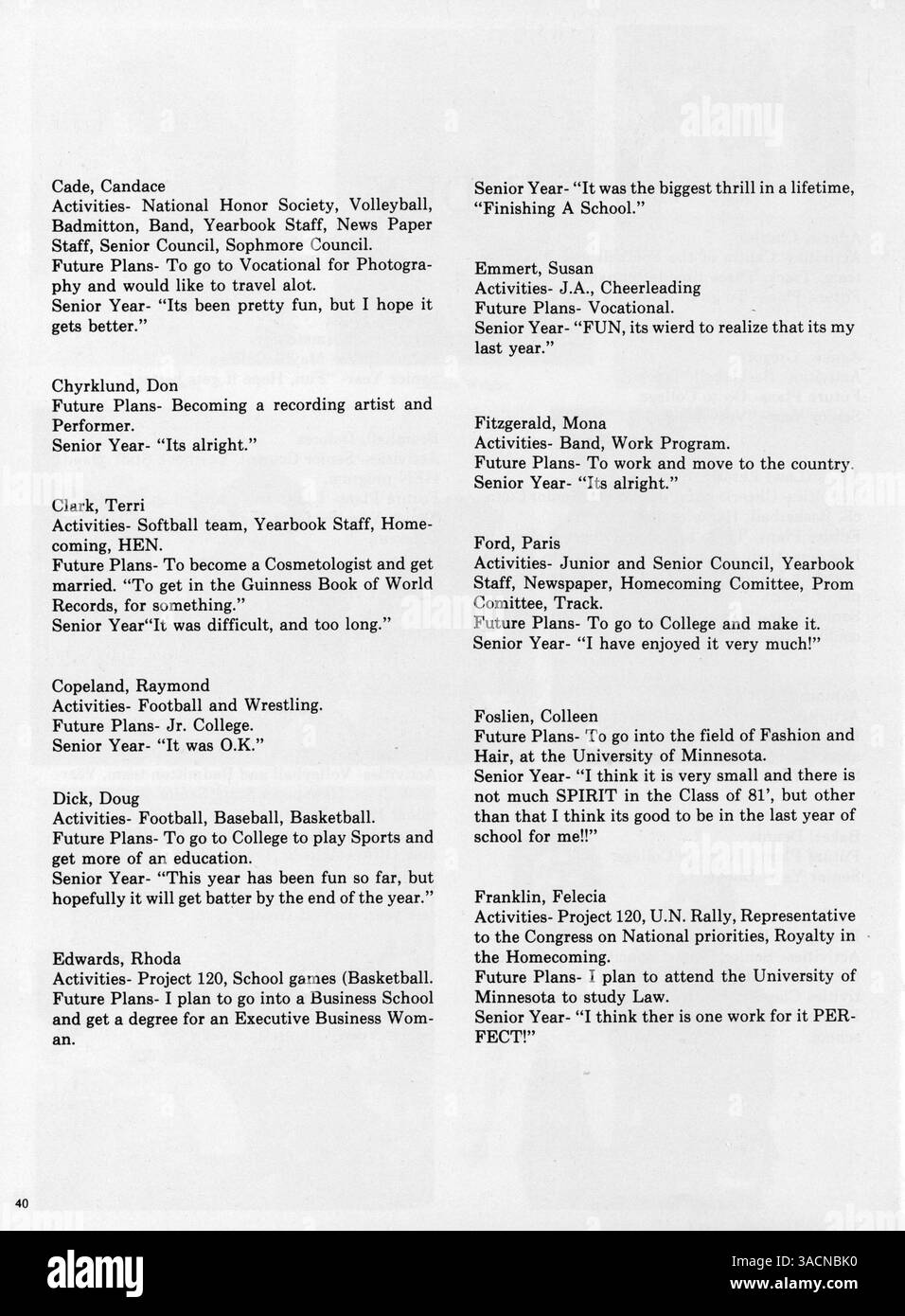 Dieses Polaris Jahrbuch 1981 der North High School beleuchtet die Aktivitäten von Schülern, Leichtathletik, Clubs, Lehrern und Schlüsselveranstaltungen des akademischen Jahres 1980-1981. Stockfoto