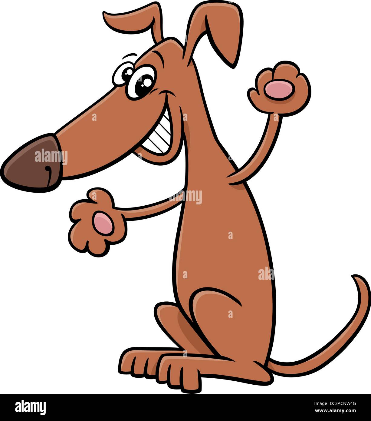 Comic-Illustration einer fröhlich aufgeregten braunen Hund-Comic-Tierfigur Stock Vektor