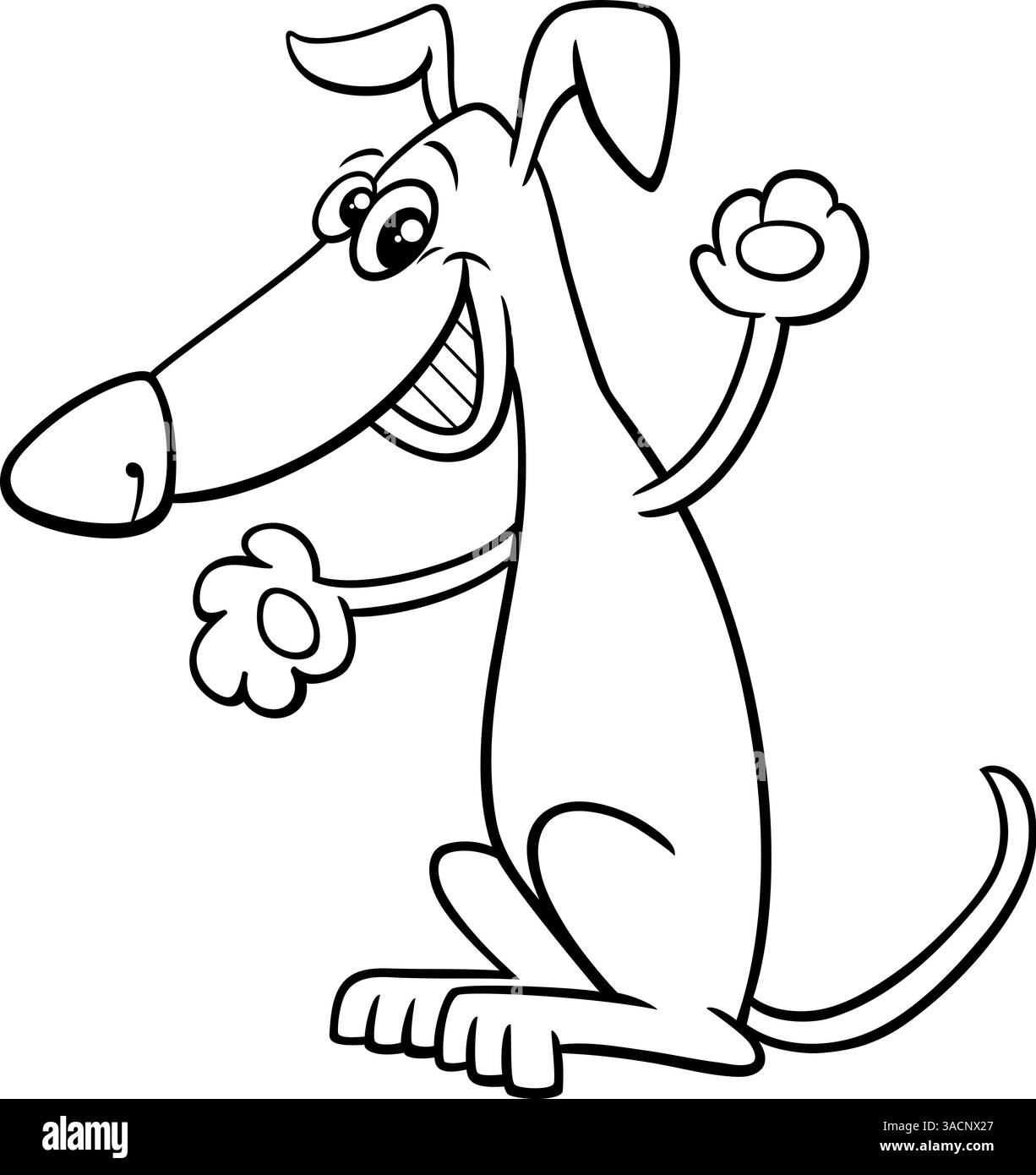 Zeichentrickillustration von Happy Exeged Dog Comic Tierfigur Malseite Stock Vektor