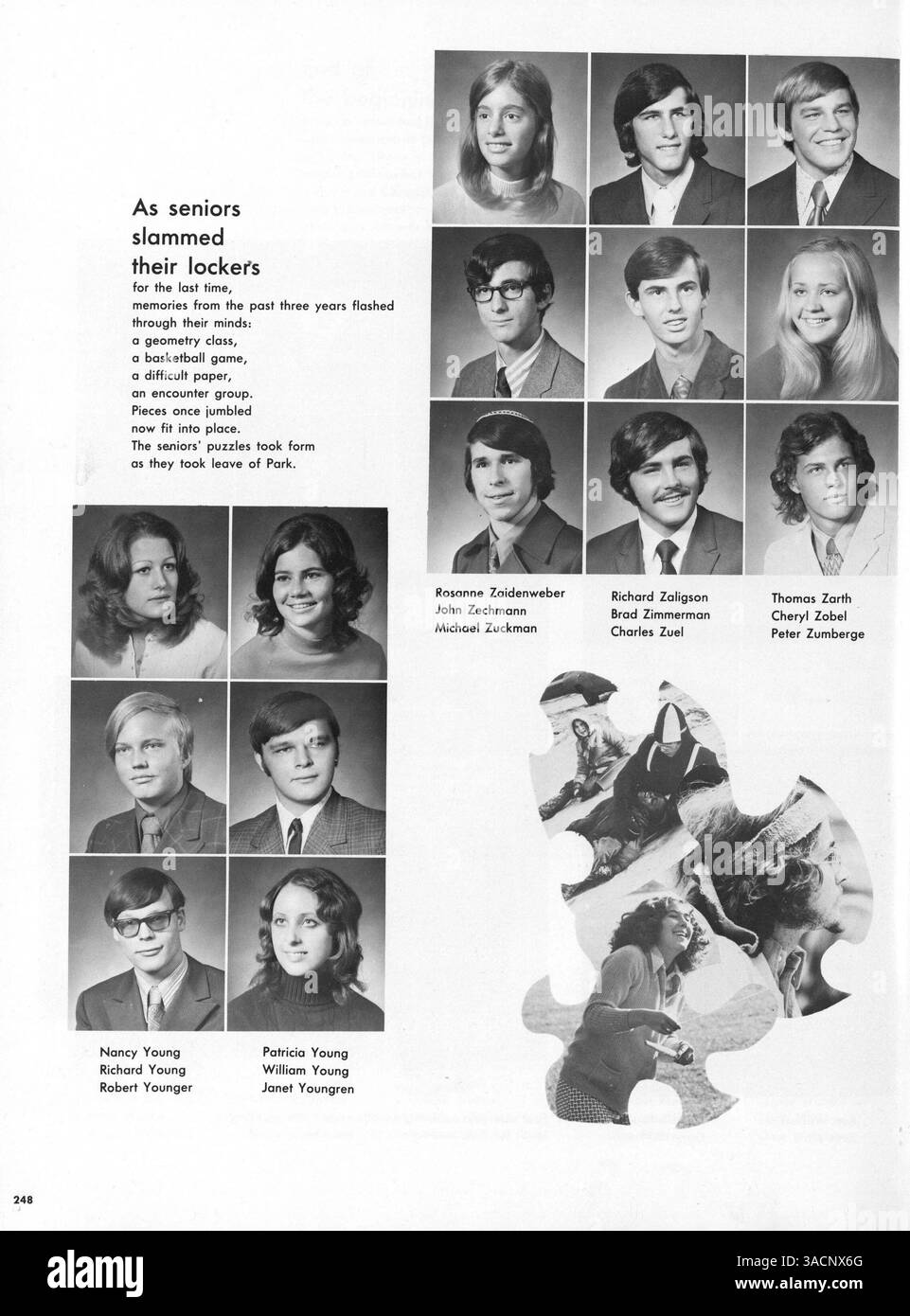 Das Jahrbuch „Echowan“ 1972 der St. Louis Park High School bietet einen umfassenden Einblick in das Schuljahr, einschließlich Schülerporträts, Höhepunkte der Lehrkräfte, sportliche Veranstaltungen und soziale Aktivitäten von 1971 bis 1972. Stockfoto