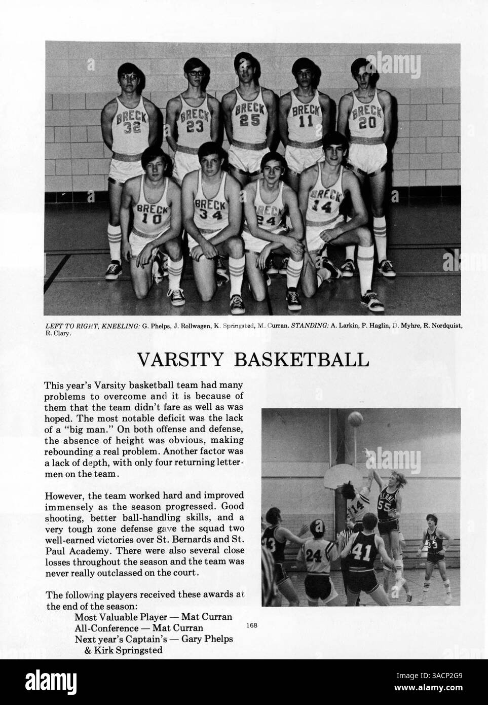 Das Breck Yearbook 1970 ist eine umfassende Aufzeichnung des Schuljahres 1969-1970 mit Schülerporträts, Lehrkräften, außerschulischen Aktivitäten und wichtigen Schulveranstaltungen. Stockfoto