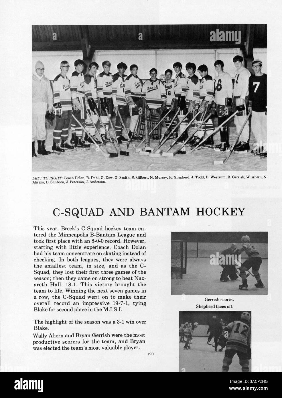 Die Ausgabe 1970 des Breck Yearbook zeigt Studenten, Dozenten, Sport, Vereine und Veranstaltungen aus dem akademischen Jahr 1969-1970 an der Breck School. Stockfoto