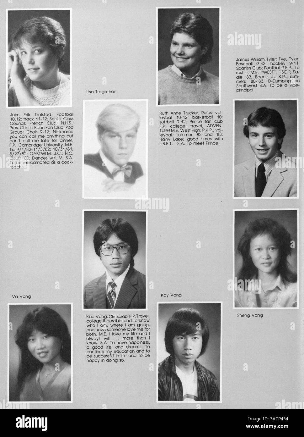 Das Southwest High Yearbook 1984 bietet einen umfassenden Überblick über das Schuljahr mit Schülern, Vereinen, Sportveranstaltungen und großen Schulveranstaltungen. Stockfoto