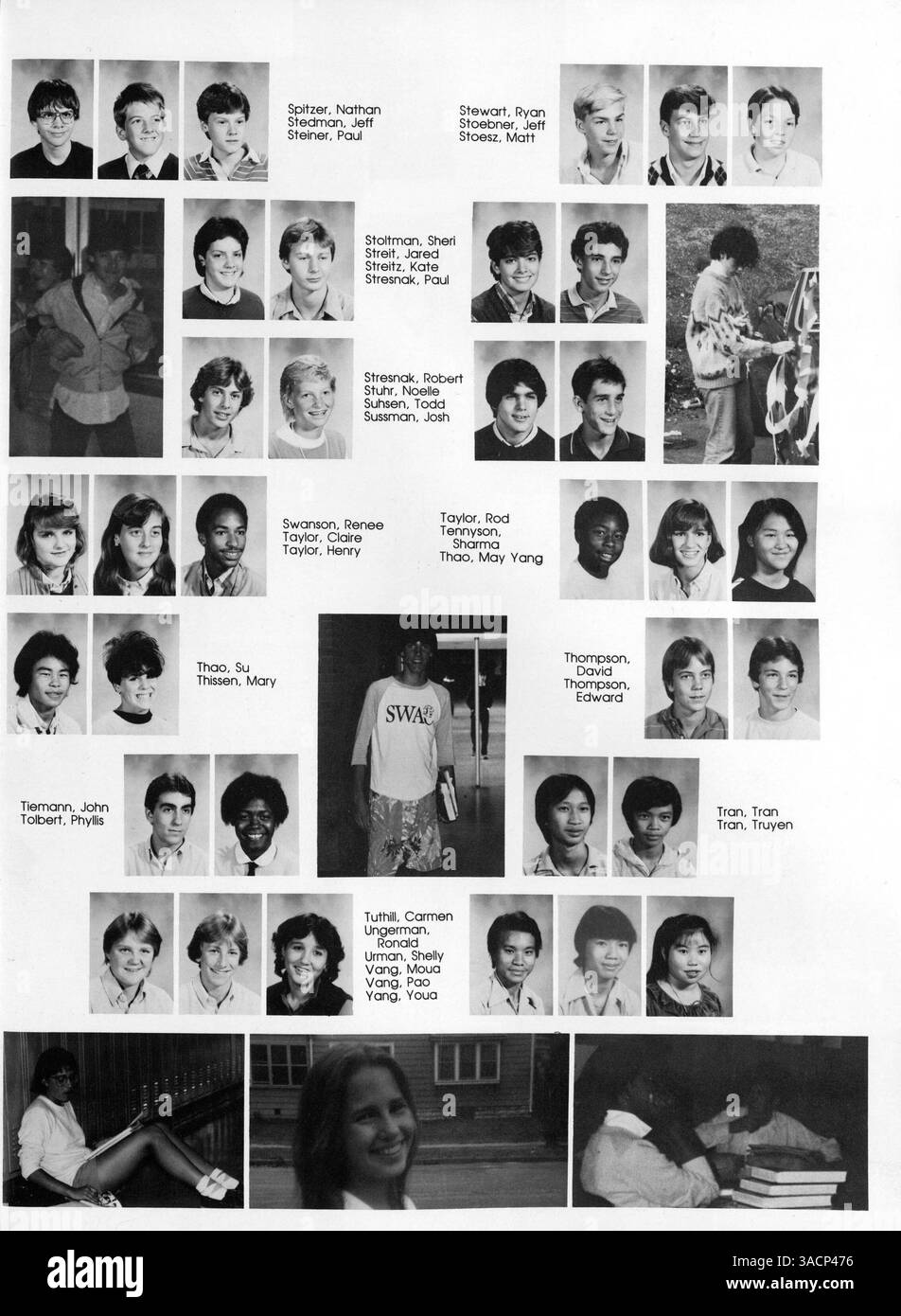 In diesem Buch des Southwest High Yearbook 1984 werden wichtige Veranstaltungen, Vereine, Leichtathletik und Schüleraktivitäten während des Schuljahres 1983-1984 erfasst. Stockfoto