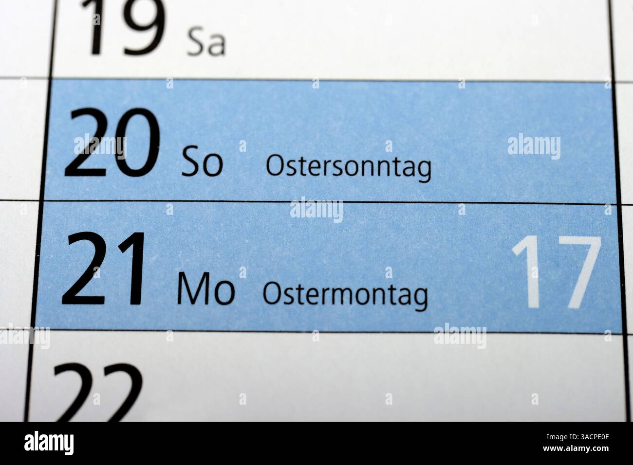 Ostersonntag und Ostermontag Stockfoto