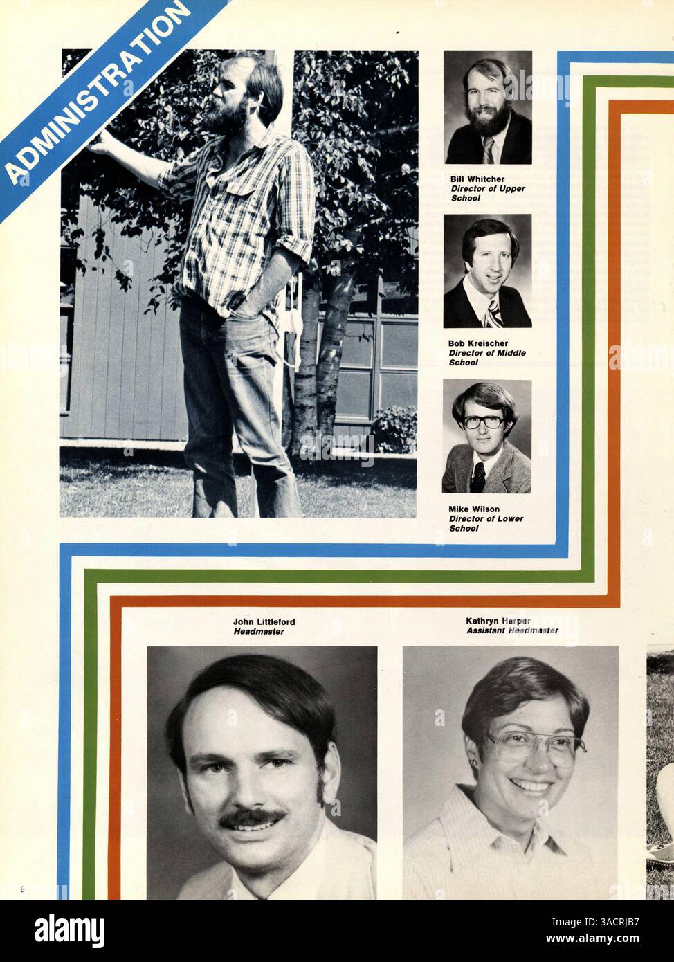 Dieses Breck Jahrbuch von 1980 bietet eine Momentaufnahme des akademischen Jahres 1979-1980 mit Schülern, Lehrern, außerschulischen Aktivitäten und Leichtathletik. Stockfoto