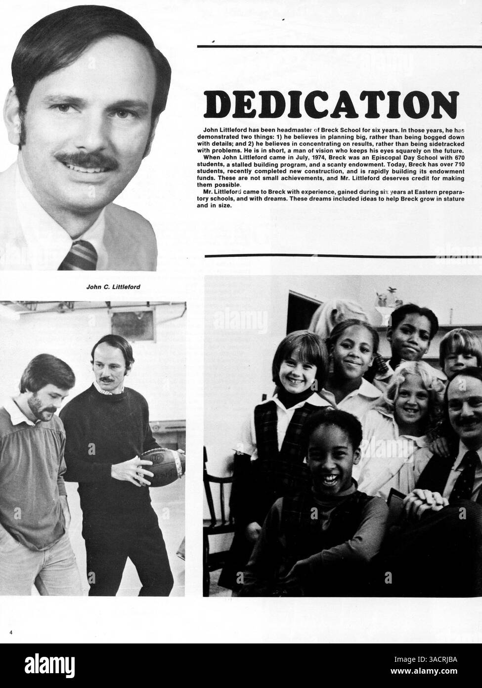 Dieses Breck Yearbook 1980 umfasst die Studenten, Lehrkräfte und verschiedene Veranstaltungen aus dem akademischen Jahr 1979-1980 und hebt Vereine, Sport und akademische Leistungen hervor. Stockfoto