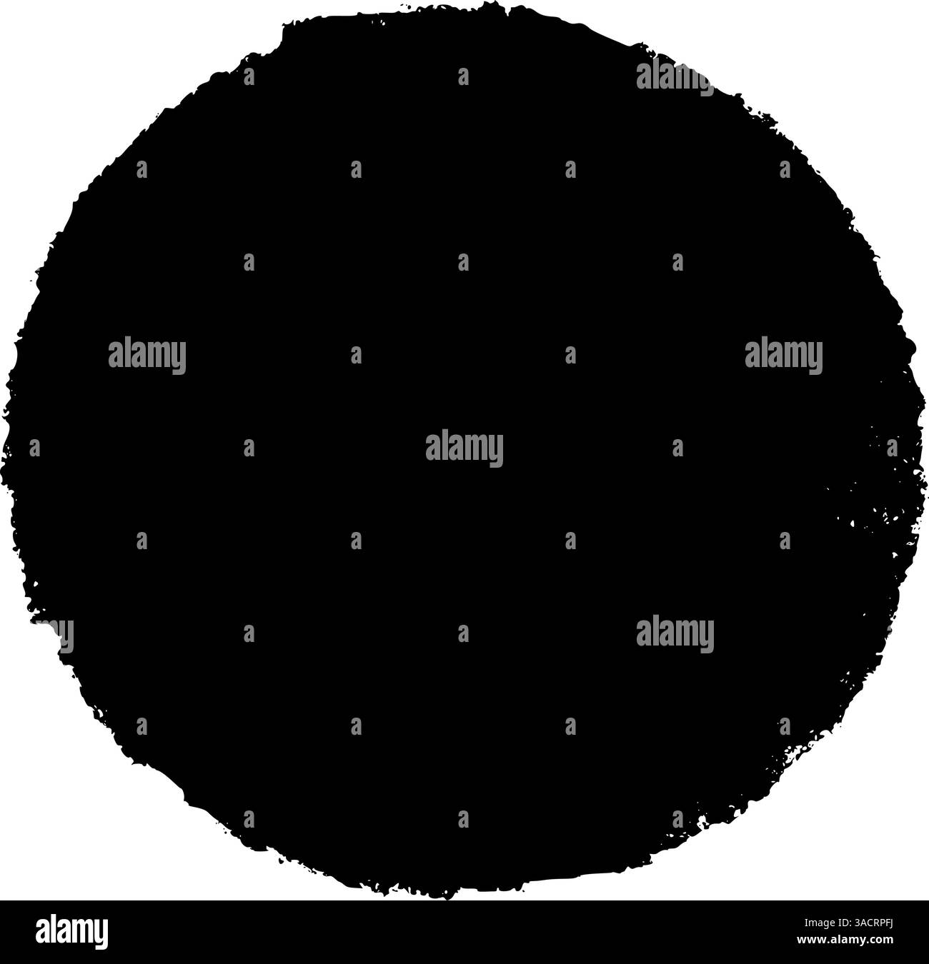 Abstrakter runder Pinselstrich mit rauer Tinte und Farbspritzern. Kreisförmige Stempelform für Grafikdesign und Logos. Abbildung des flachen Vektors isola Stock Vektor