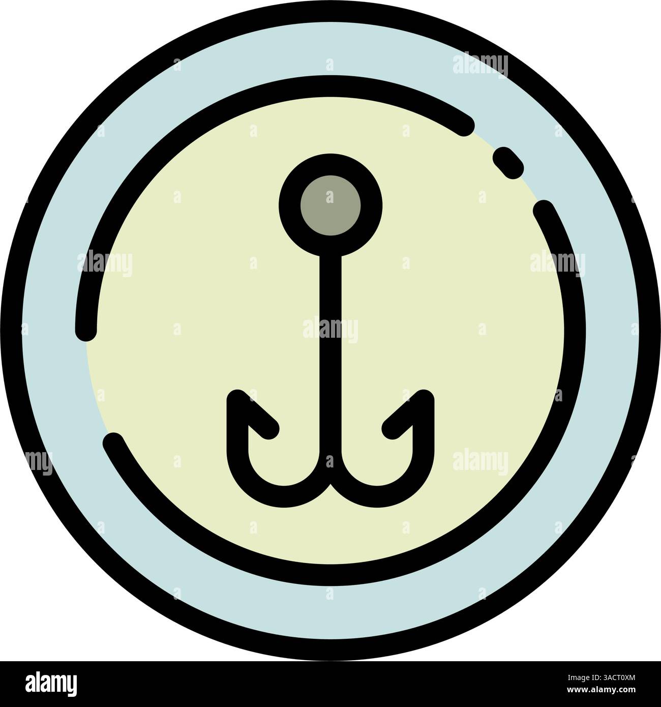 Angelhaken-Symbol. Fish, Hook, Catch Simple Logo. Farbschild zum Angeln. Meeresfrüchte-Konzept. Kann für Themen wie Meeresfrüchte, Fischerei, Industrie, Export verwendet werden Stock Vektor