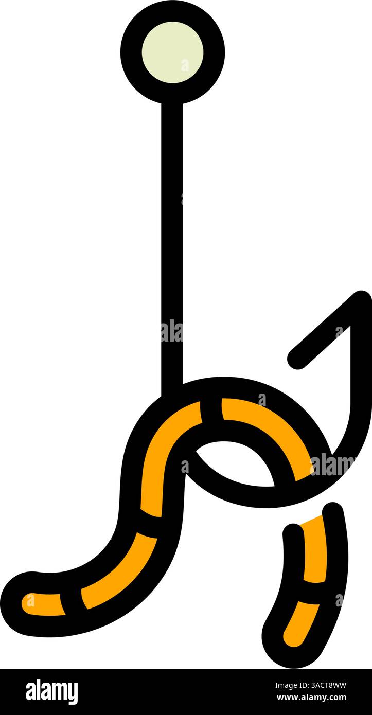 Angelhaken und Wurm Symbol. Angelhaken und Wurm-Symbol für Social Media, App und Web-Design. Einfache Vektor-Illustration. Stock Vektor