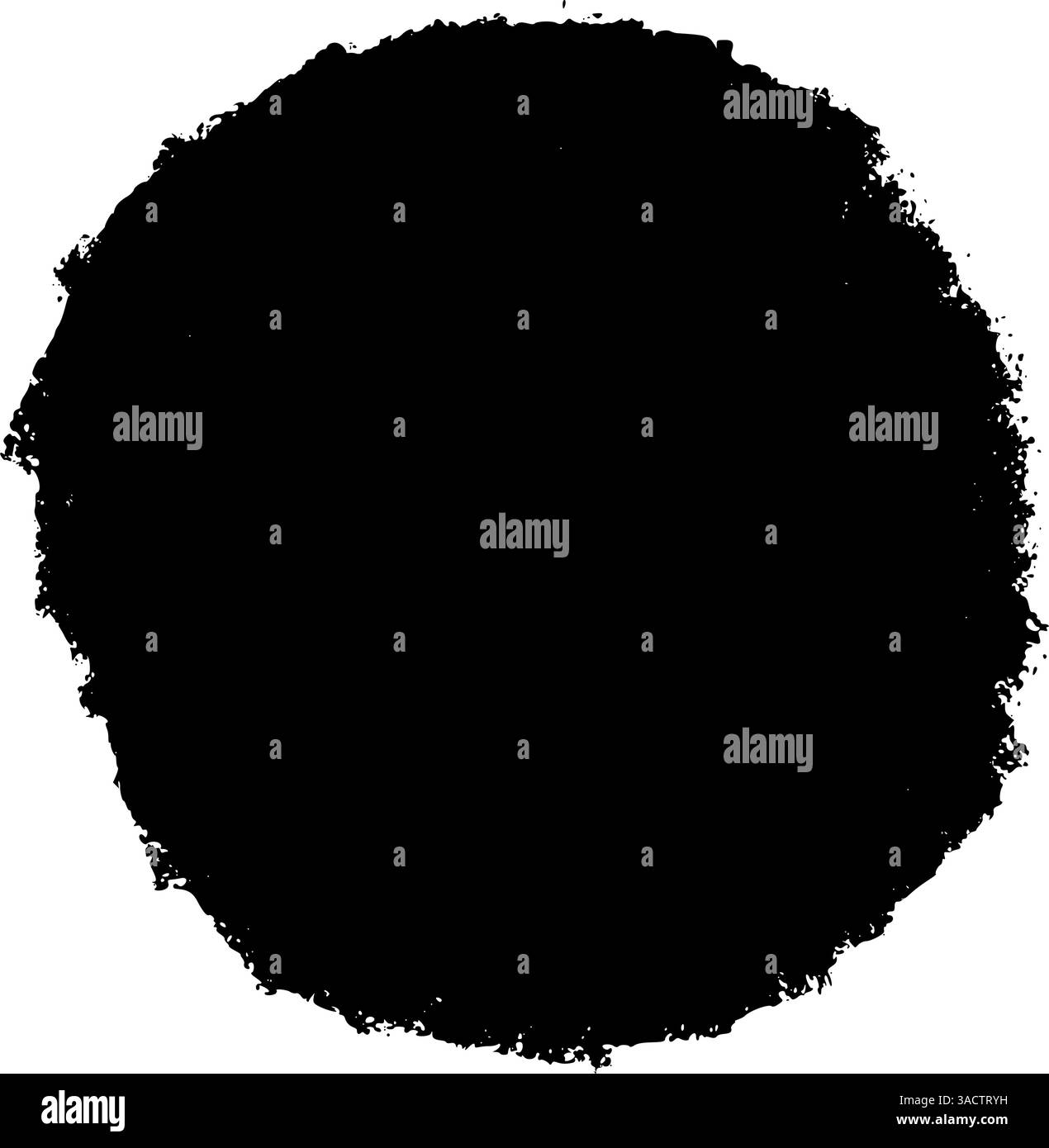 Abstrakter runder Pinselstrich mit rauer Tinte und Farbspritzern. Kreisförmige Stempelform für Grafikdesign und Logos. Abbildung des flachen Vektors isola Stock Vektor