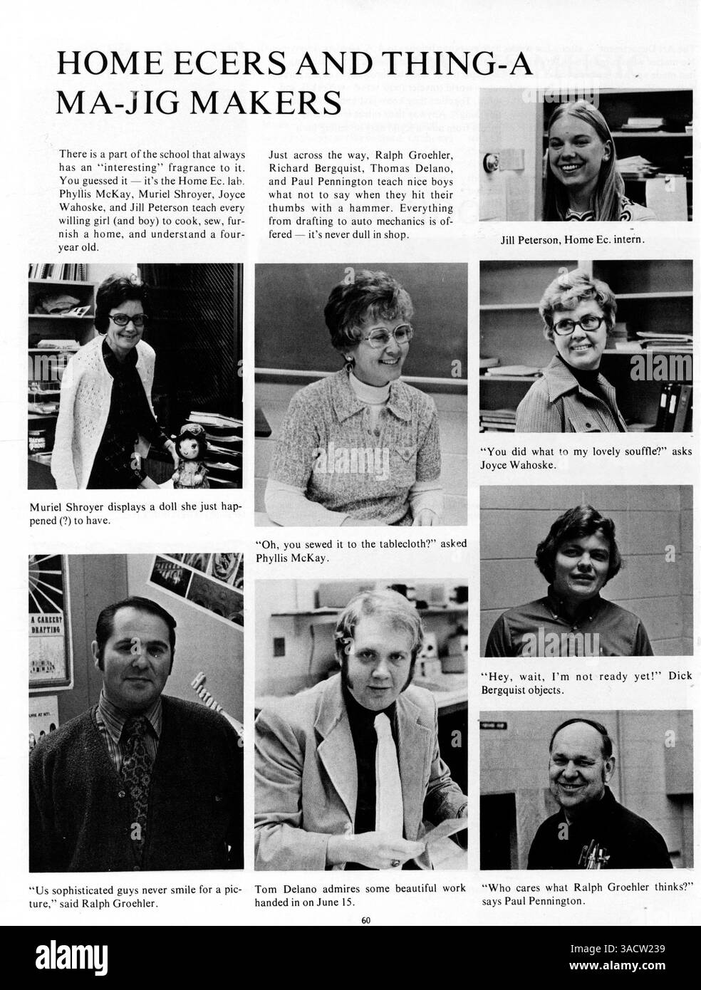 Das Jahrbuch „Revolution 75“ von der Jefferson High School bietet eine visuelle Aufzeichnung von Studenten, Lehrkräften, Sportmannschaften, Vereinen und Veranstaltungen während des Jahres 1974-1975. Stockfoto