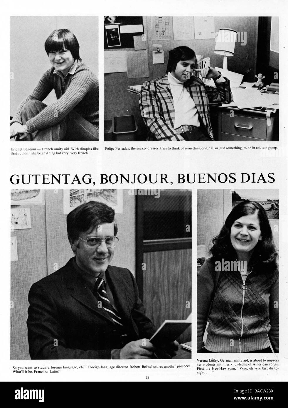 Das Jahrbuch „Revolution 75“ spiegelt das Schuljahr 1974-1975 an der Jefferson High wider und konzentriert sich auf Schüler, Vereine, Sport und große Schulveranstaltungen. Stockfoto