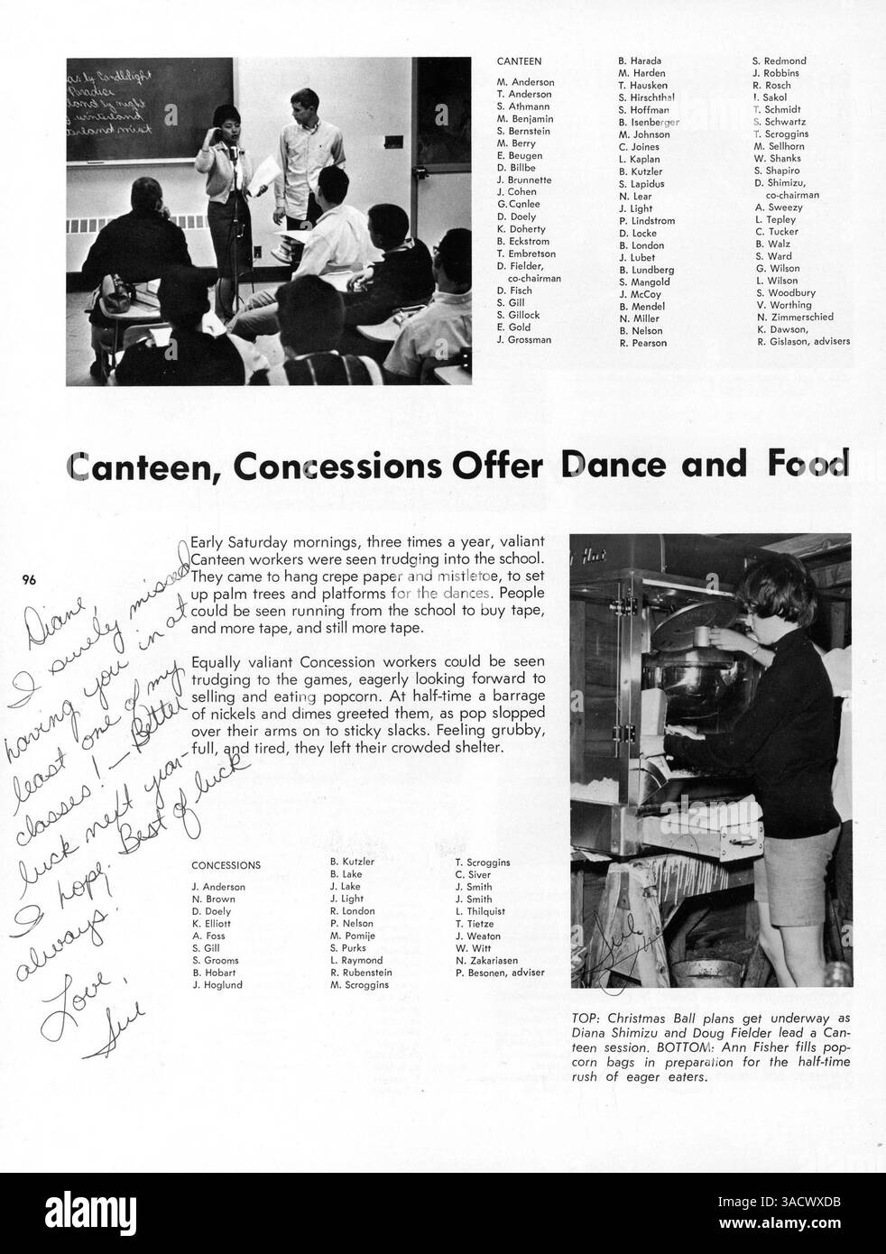 Das Jahrbuch „Echowan“ 1964 der St. Louis Park High School dokumentiert die Höhepunkte des Schuljahres 1963-1964, darunter Schüler, Dozenten, Leichtathletik, Clubs, und Events. Stockfoto