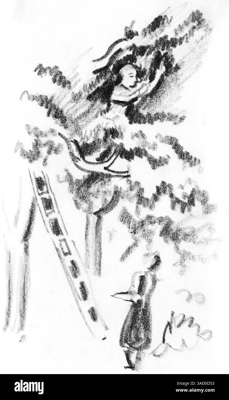 Apple Harvest (1913) von August Macke – deutsche expressionistische Orchard-Szene, Herbstfrucht-Gathering, lebendige Pastoral Public Domain Painting, High-Resol Stockfoto