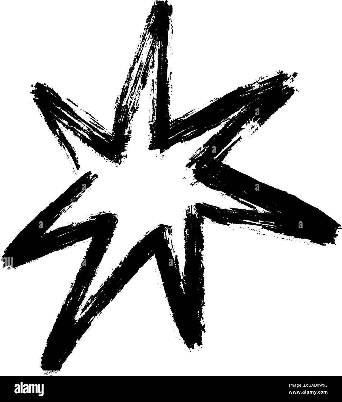 Abstrakte Pinselformen mit Doodle-Sternen und Blumen, bunte Kritzeleien in niedlichem, handgezeichnetem Collage-Stil, lustige geometrische Comic-Elemente. Flacher Vektor Stock Vektor