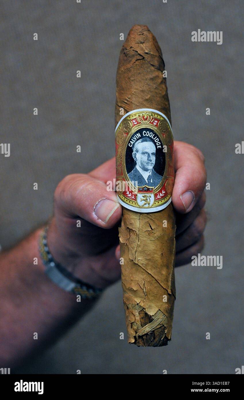 14. August 2008 - Las Vegas, Nevada, USA - Eine Zigarre aus der Präsidentschaftskampagne 1924 wird auf der jährlichen American Political Items Collectors National Convention in Las Vegas, NV am Dienstag, 5. August 2008, ausgestellt. Die APIC ist eine gemeinnützige Mitgliedsorganisation, die sich der Sammlung, Bewahrung und Untersuchung von Materialien im Zusammenhang mit politischen Kampagnen und der US-Präsidentschaft widmet. Es kooperiert mit dem Smithsonian, Präsidentenbibliotheken, Häusern, Geburtsplätzen und Museen sowie Colleges und Universitäten, um das Verständnis der amerikanischen Politik anhand der Artefakte von zu erleichtern Stockfoto