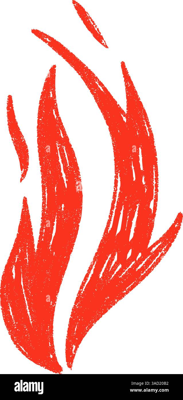 Y2K Fire Tattoo Design mit auffälligen schwarzen Flammen. Handgezeichnete Kritzelflammen. Illustration des flachen Vektors auf weißem Hintergrund isoliert. Stock Vektor
