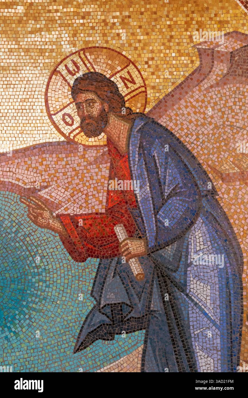 Zypern, Paphos, Troodos-Gebirge, Kykkos-Kloster, Mosaiken, die Jesus Christus darstellen, der die Fischer auf dem See von Galiläa ruft Stockfoto