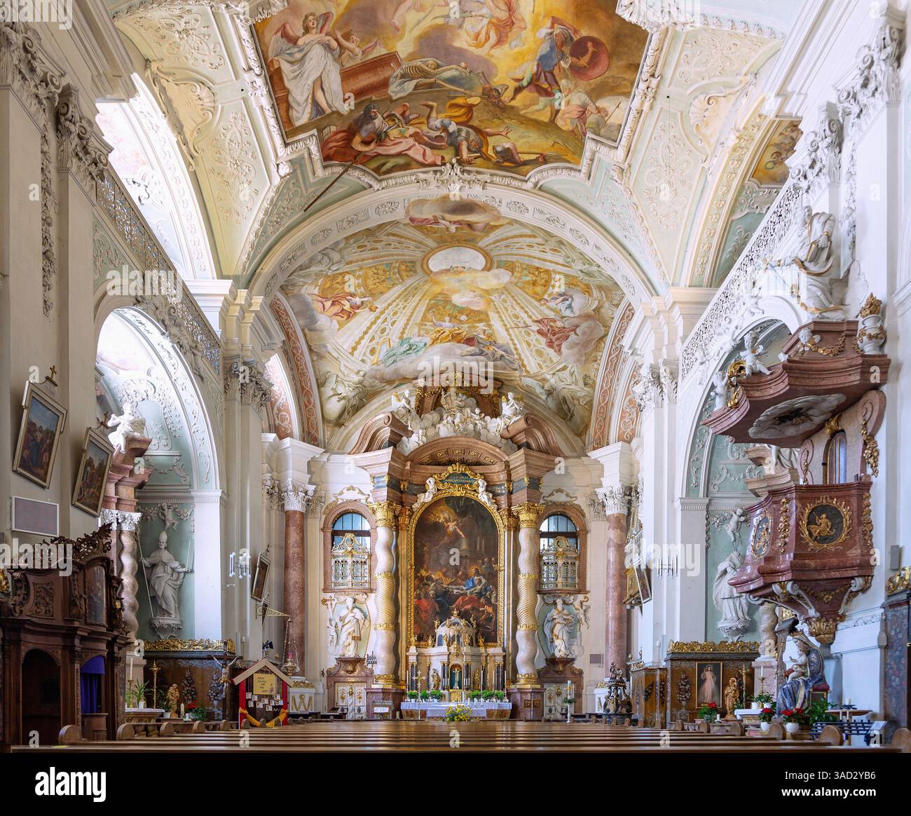 Deutschland, Bayern, Kloster Michelfeld, Klosterkirche St. Johannes dem Evangelist, Inneres Stockfoto