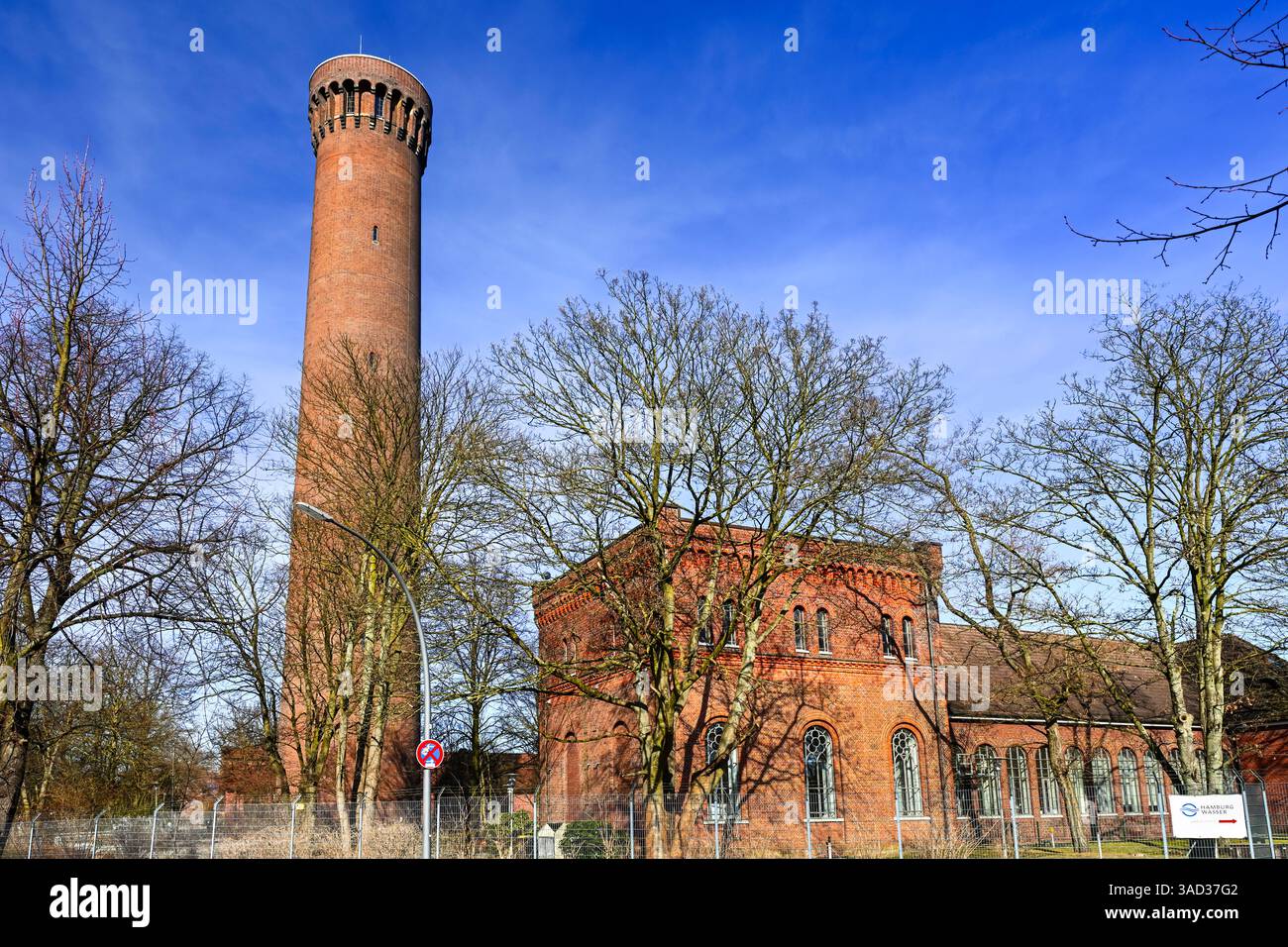 Der 64 Meter hohe historische Wasserturm in Rothenburgsort, Hamburg Stockfoto