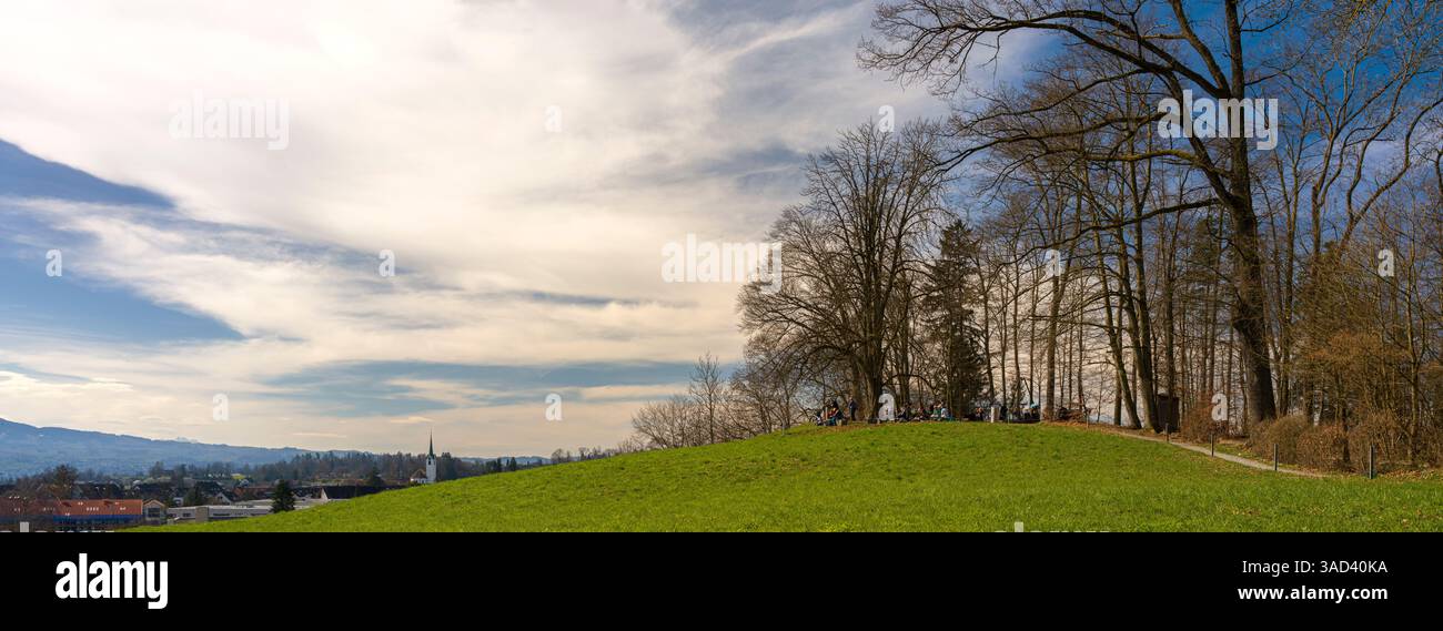 Schweiz, Hombrechtikon, Picknickbereich mit Aussicht Stockfoto