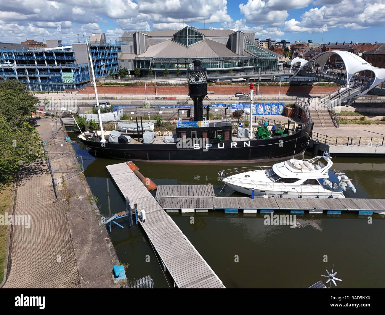 Luftaufnahme des Leuchtschiffs Spurn. Humber Dock, Hull Marina Kingston upon Hull Stockfoto