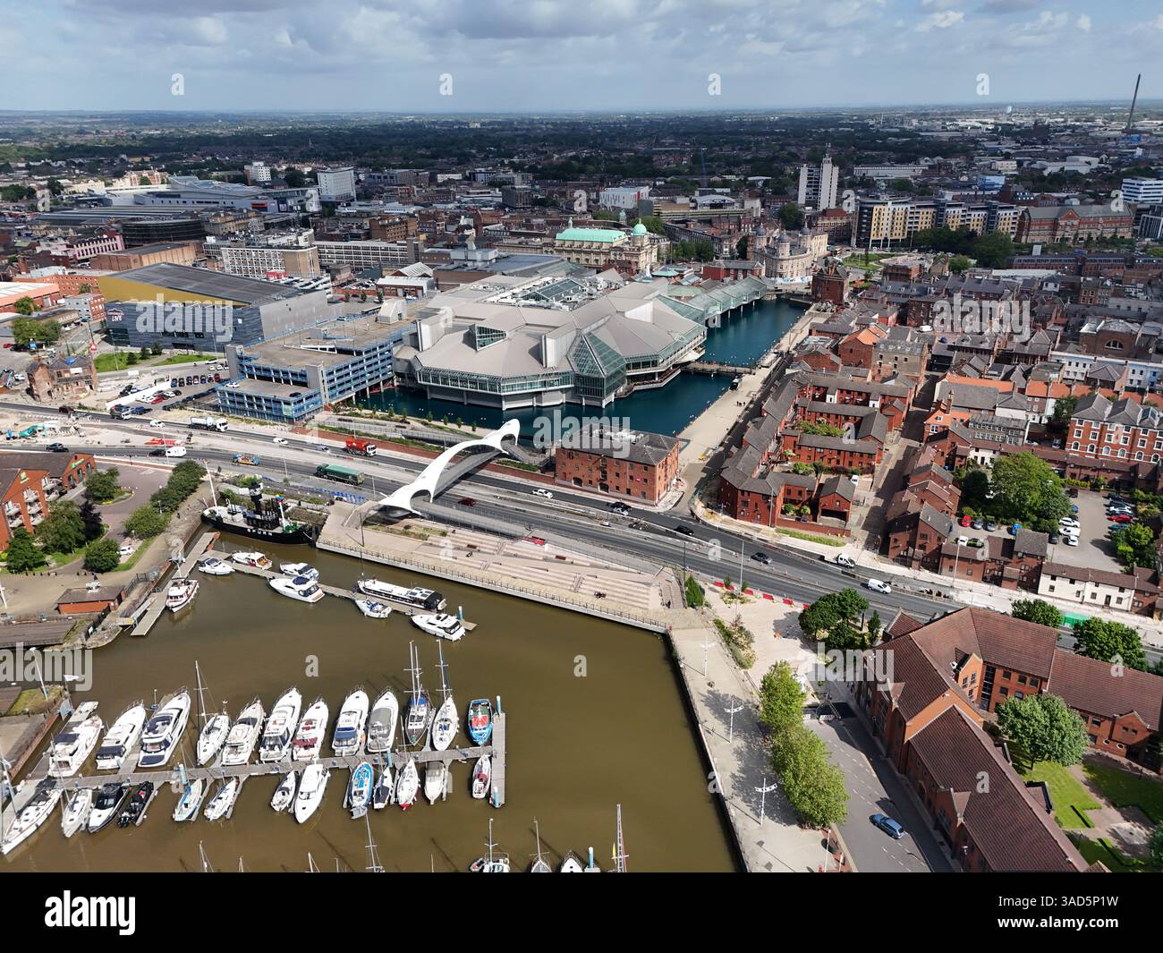 Blick aus der Vogelperspektive auf Humber Dock und Eisenbahndock Marina, Hull Marina Kingston upon Hull Stockfoto