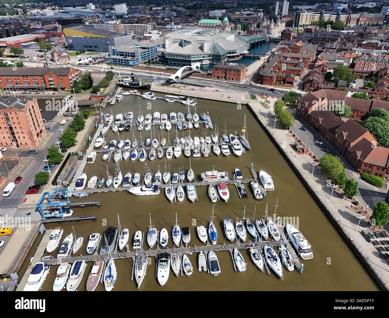 Blick aus der Vogelperspektive auf Humber Dock und Eisenbahndock Marina, Hull Marina Kingston upon Hull Stockfoto