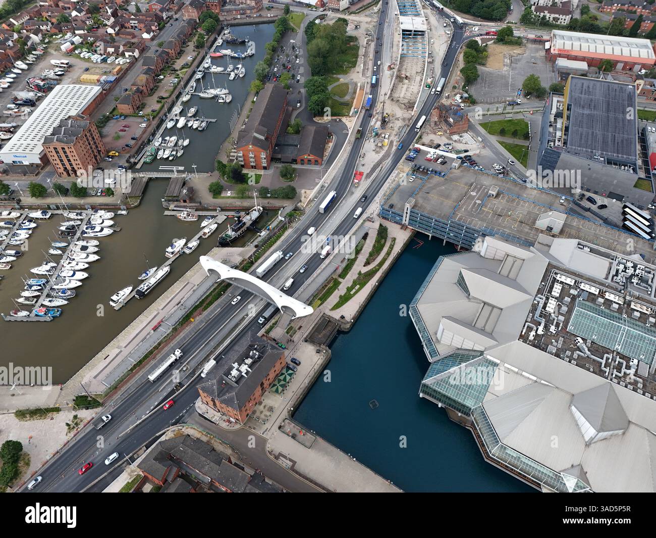 Blick aus der Vogelperspektive auf Humber Dock und Eisenbahndock Marina, Hull Marina Kingston upon Hull Stockfoto