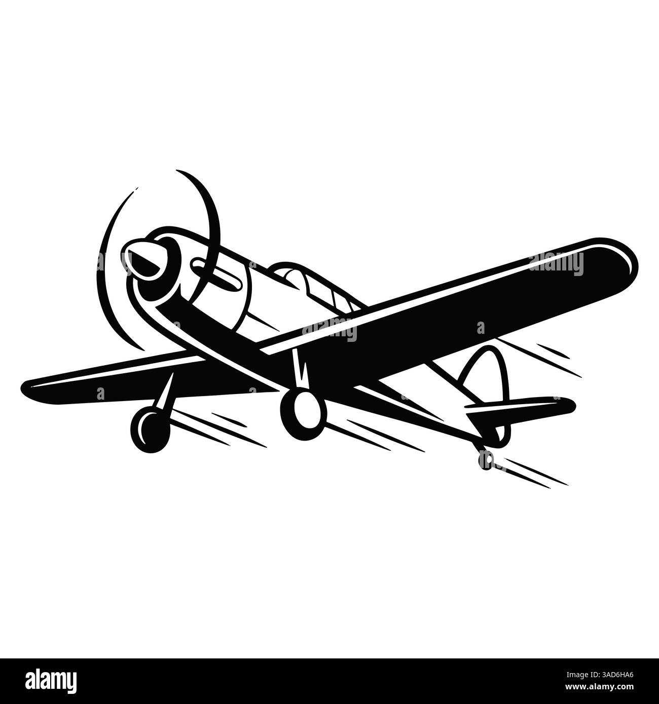 Silhouette eines Flugzeugs in Bewegung mit dynamischen Speed Trails, die schnelles Reisen und Luftfahrt symbolisieren. Isoliert auf weißem Hintergrund. Vektorillustraten Stock Vektor